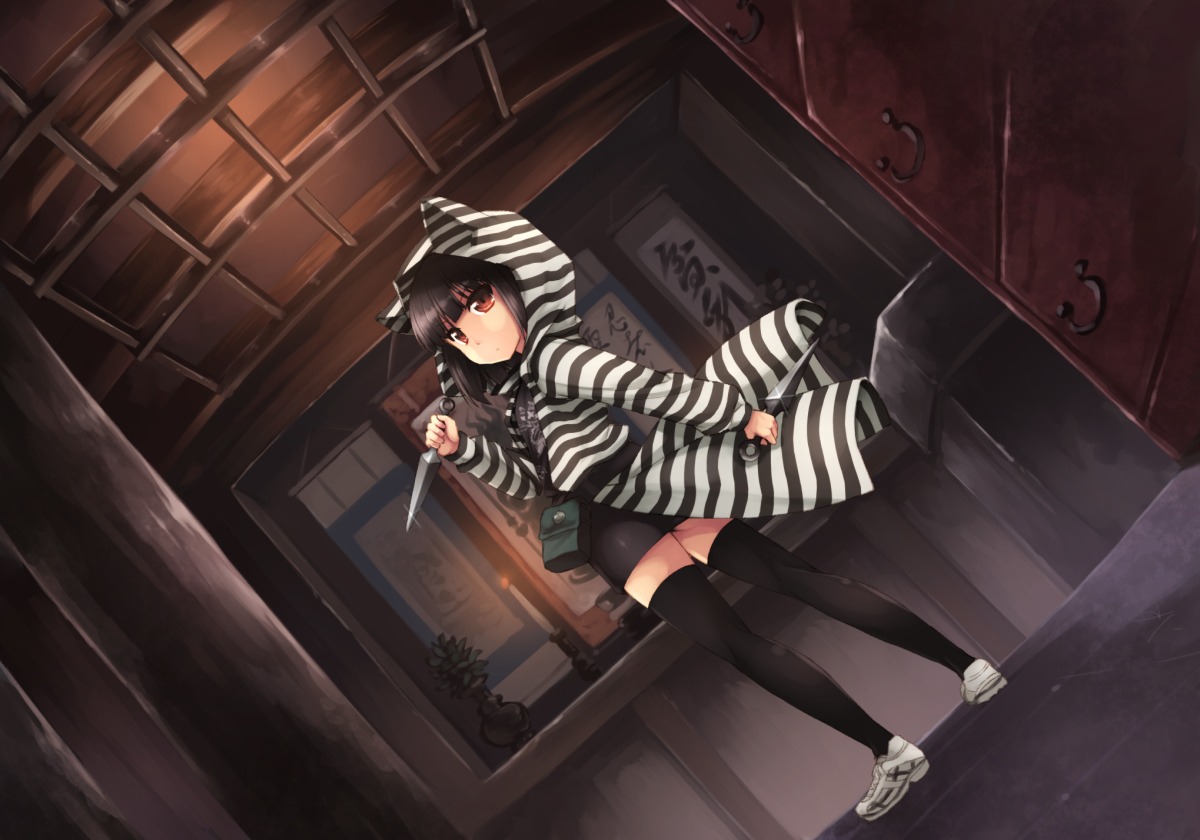 kouno_hikaru, thighhighs, weapon