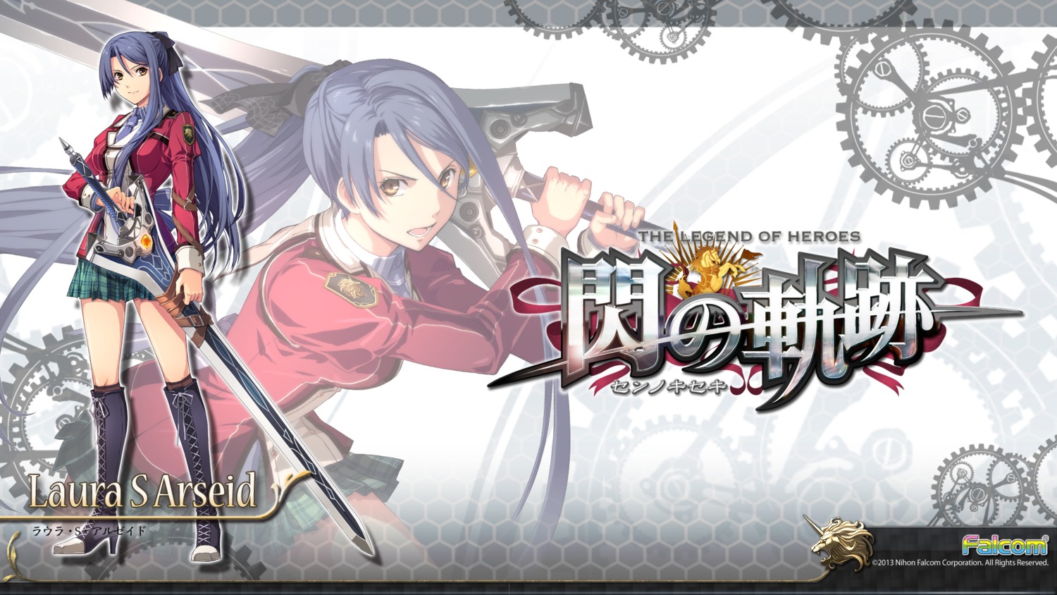 eiyuu_densetsu, eiyuu_densetsu:_sen_no_kiseki, enami_katsumi, falcom, laura_s_arseid, sword, wallpaper