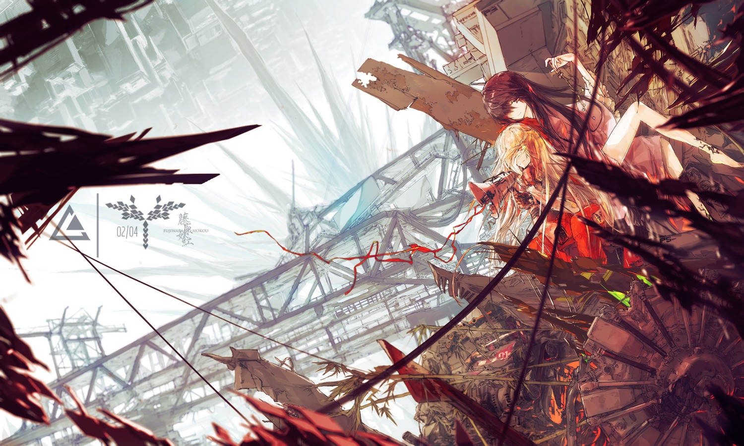 fujiwara_no_mokou, houraisan_kaguya, lowlight_kirilenko, touhou