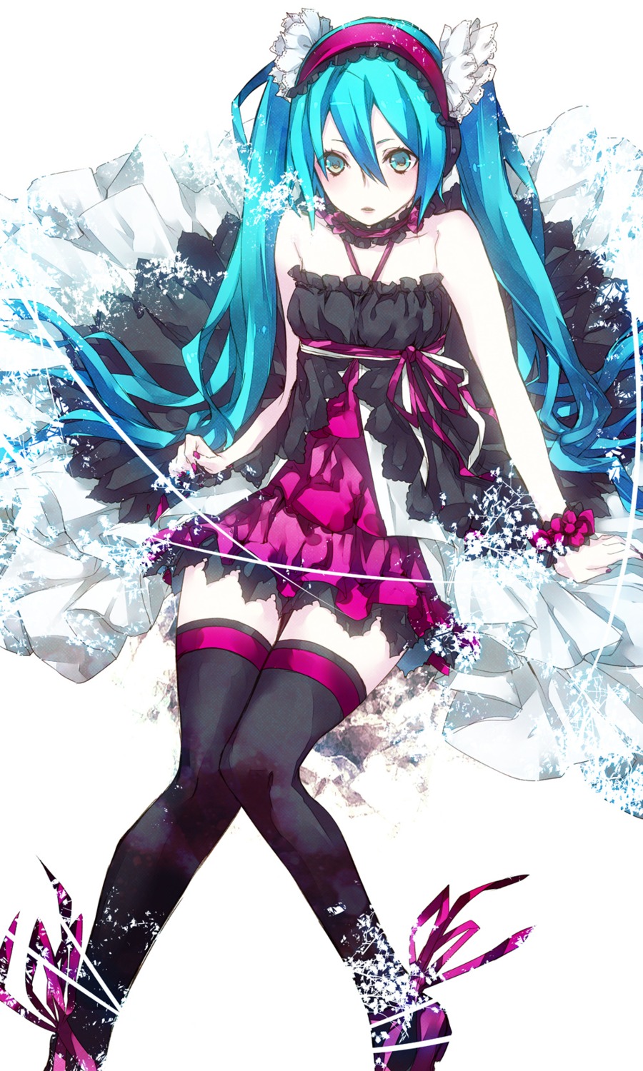 7th_dragon_2020-ii, hatsune_miku, mochi_kichi, thighhighs, vocaloid