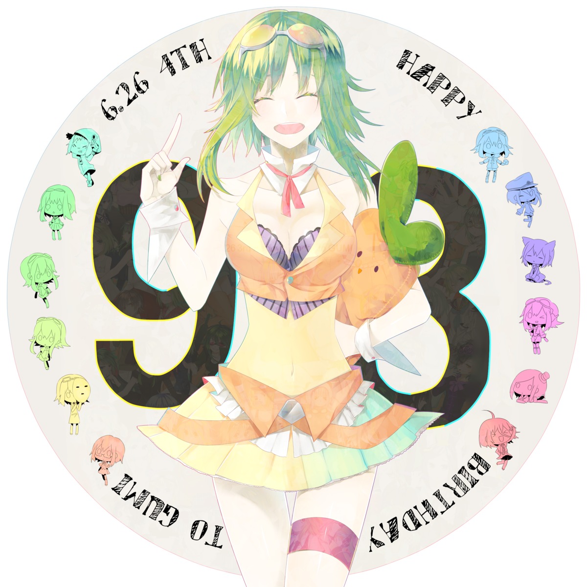 cleavage, garter, gumi, pineapple, vocaloid