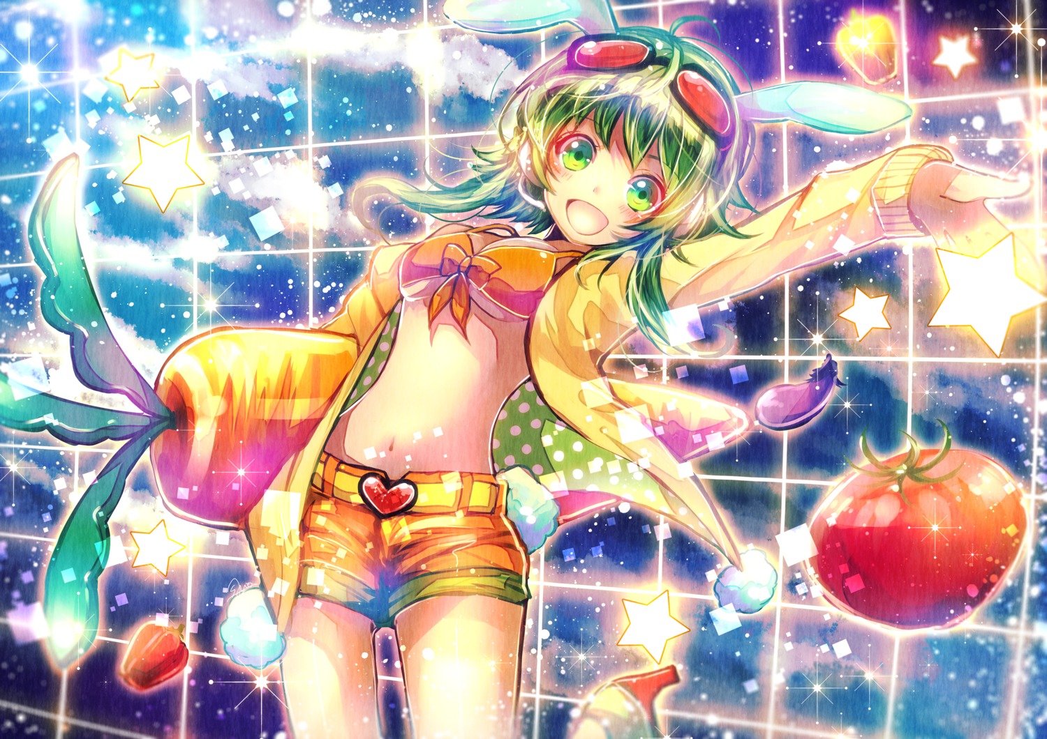 bikini_top, gumi, sazanami_shione, swimsuits, vocaloid