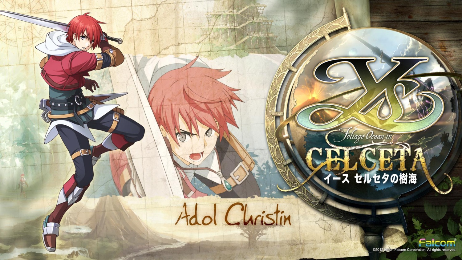adol_christin, falcom, male, sword, wallpaper, ys, ys:_foliage_ocean_in_celceta