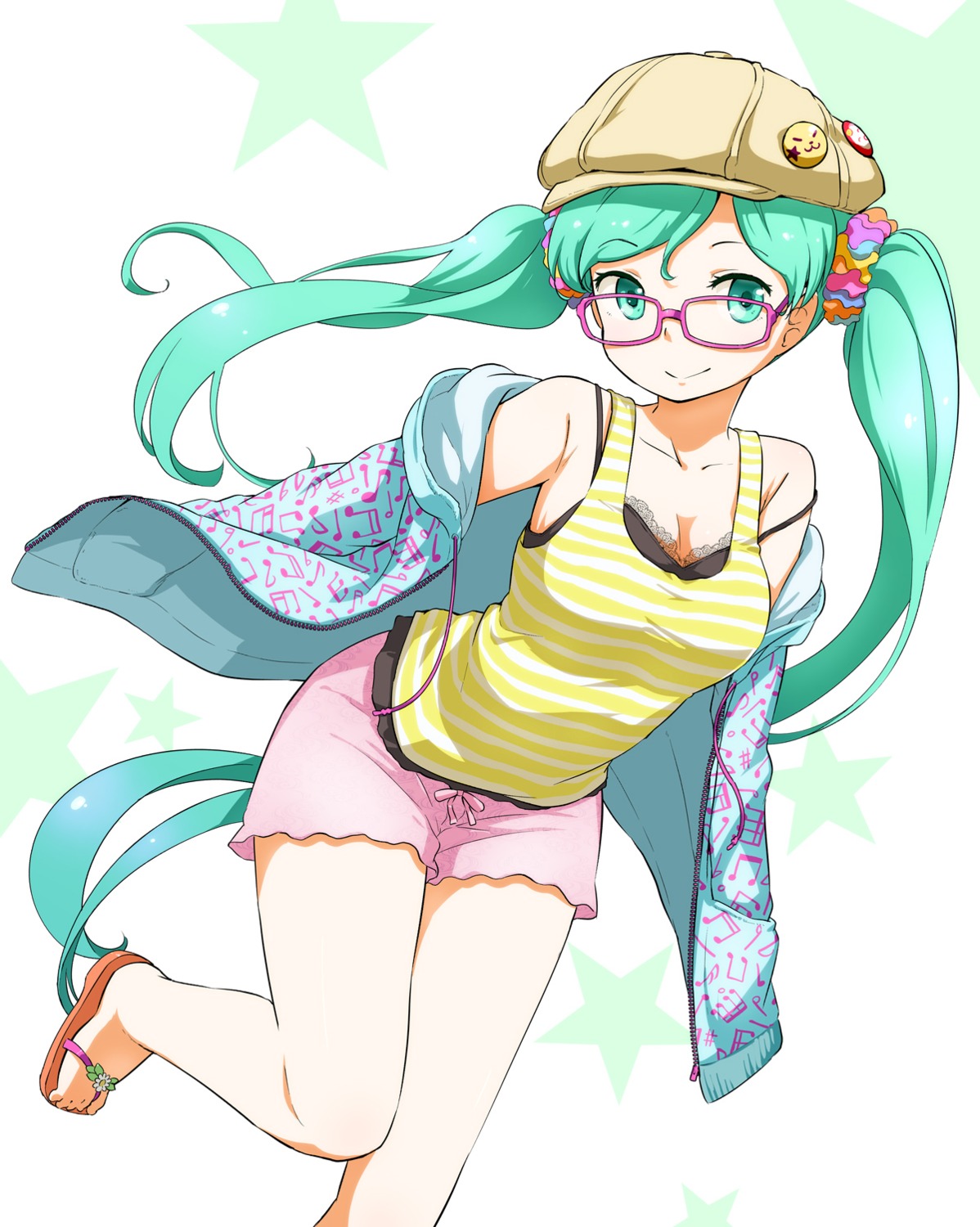 cleavage, hatsune_miku, megane, nagian, vocaloid
