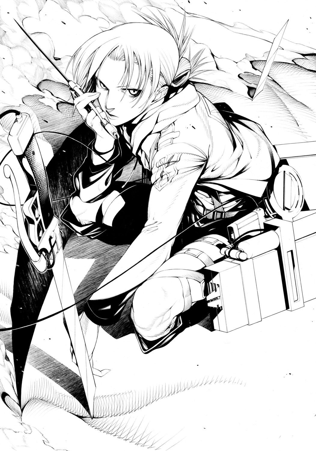 annie_leonhardt, monochrome, onigunsou, shingeki_no_kyojin, sword