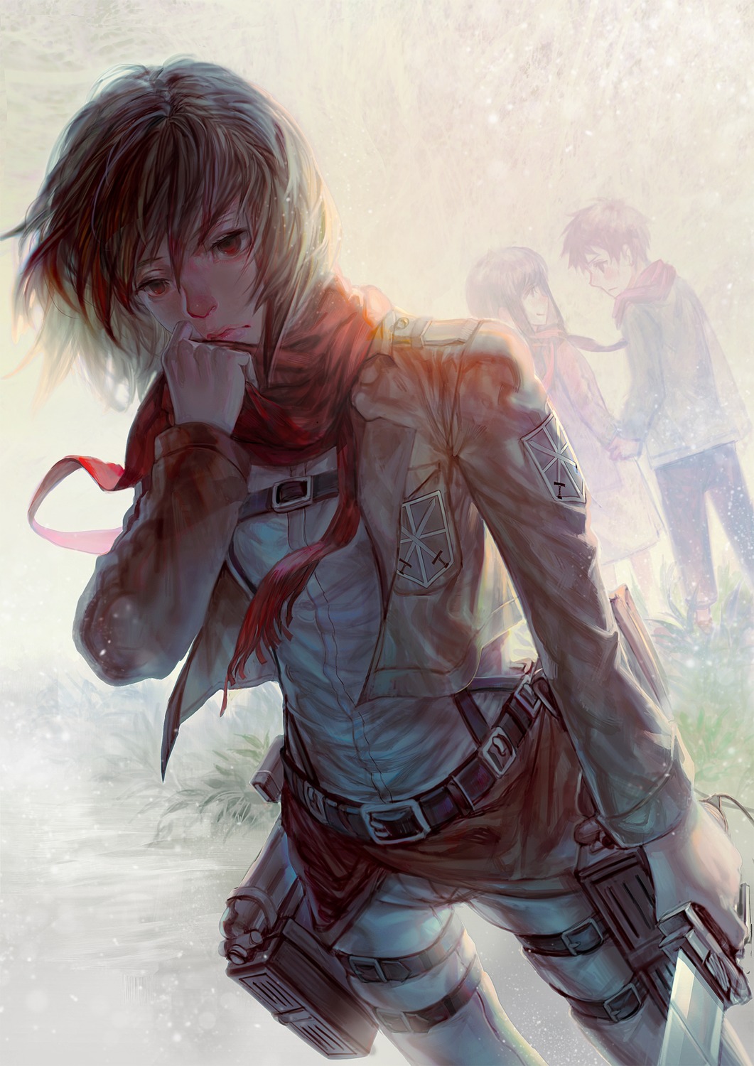 b.c.n.y., eren_jaeger, mikasa_ackerman, shingeki_no_kyojin, uniform
