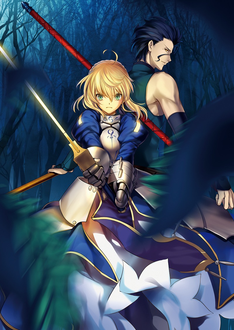 armor, artoria_pendragon_(fate), diarmuid_ua_duibhne_(fate), fate/stay_night, fate/zero, kingchenxi, sword, weapon