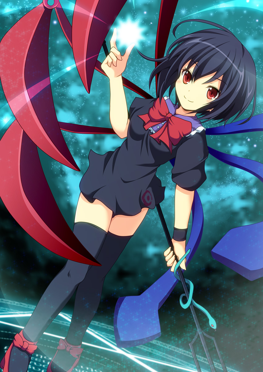 cross, houjuu_nue, thighhighs, touhou