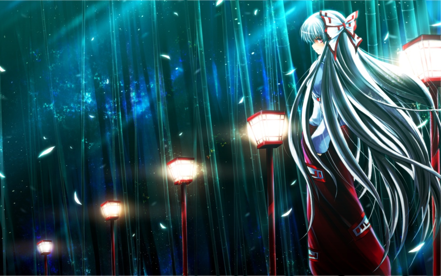fujiwara_no_mokou, nekominase, touhou, wallpaper