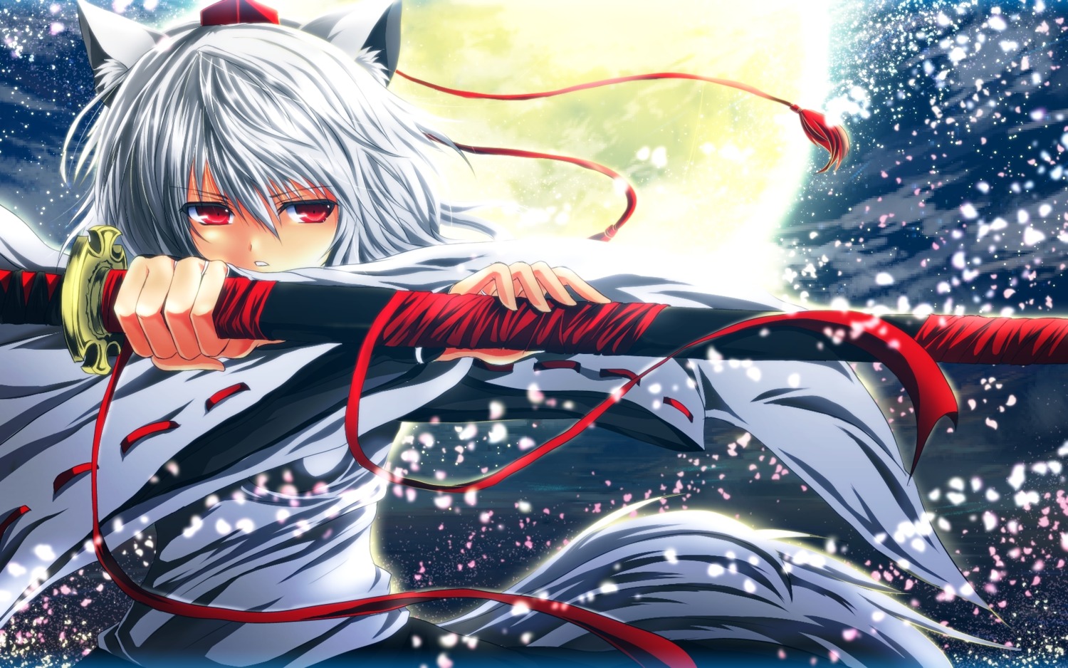 inubashiri_momiji, nekominase, sword, touhou, wallpaper