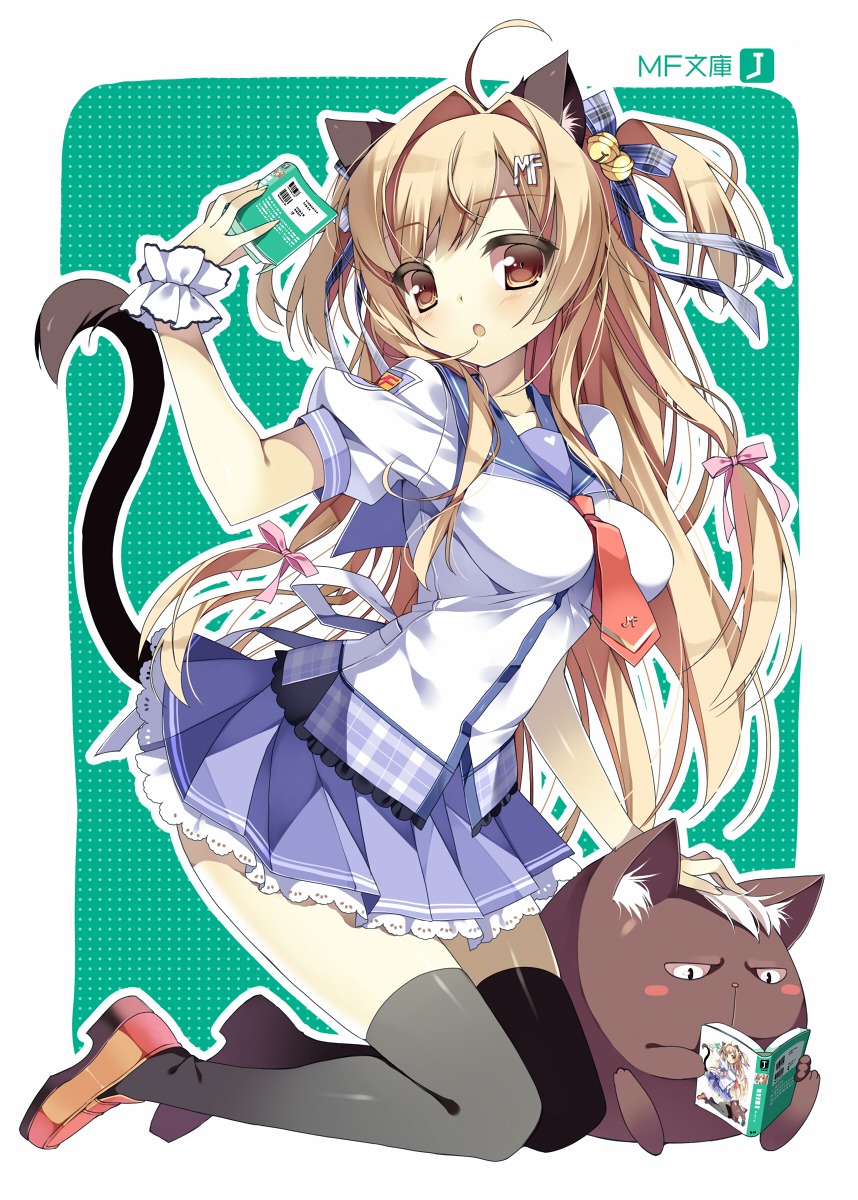 animal_ears, nekomimi, pikomint, seifuku, tail, thighhighs