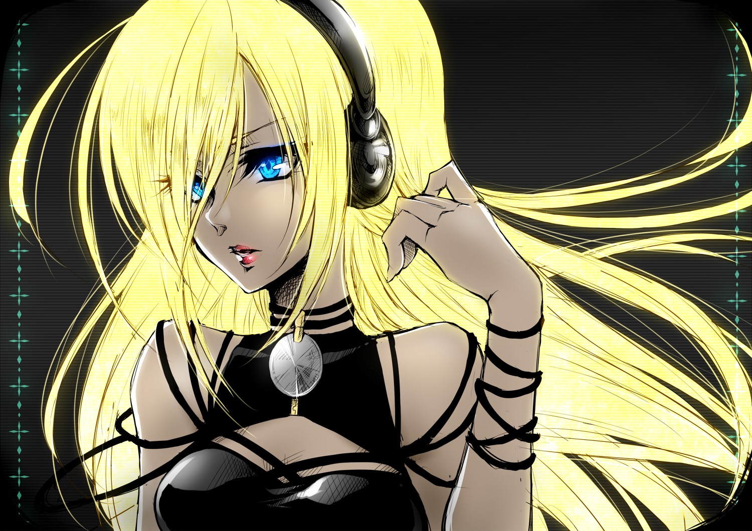 cleavage, headphones, lily_(vocaloid), ueno_tsuki, vocaloid