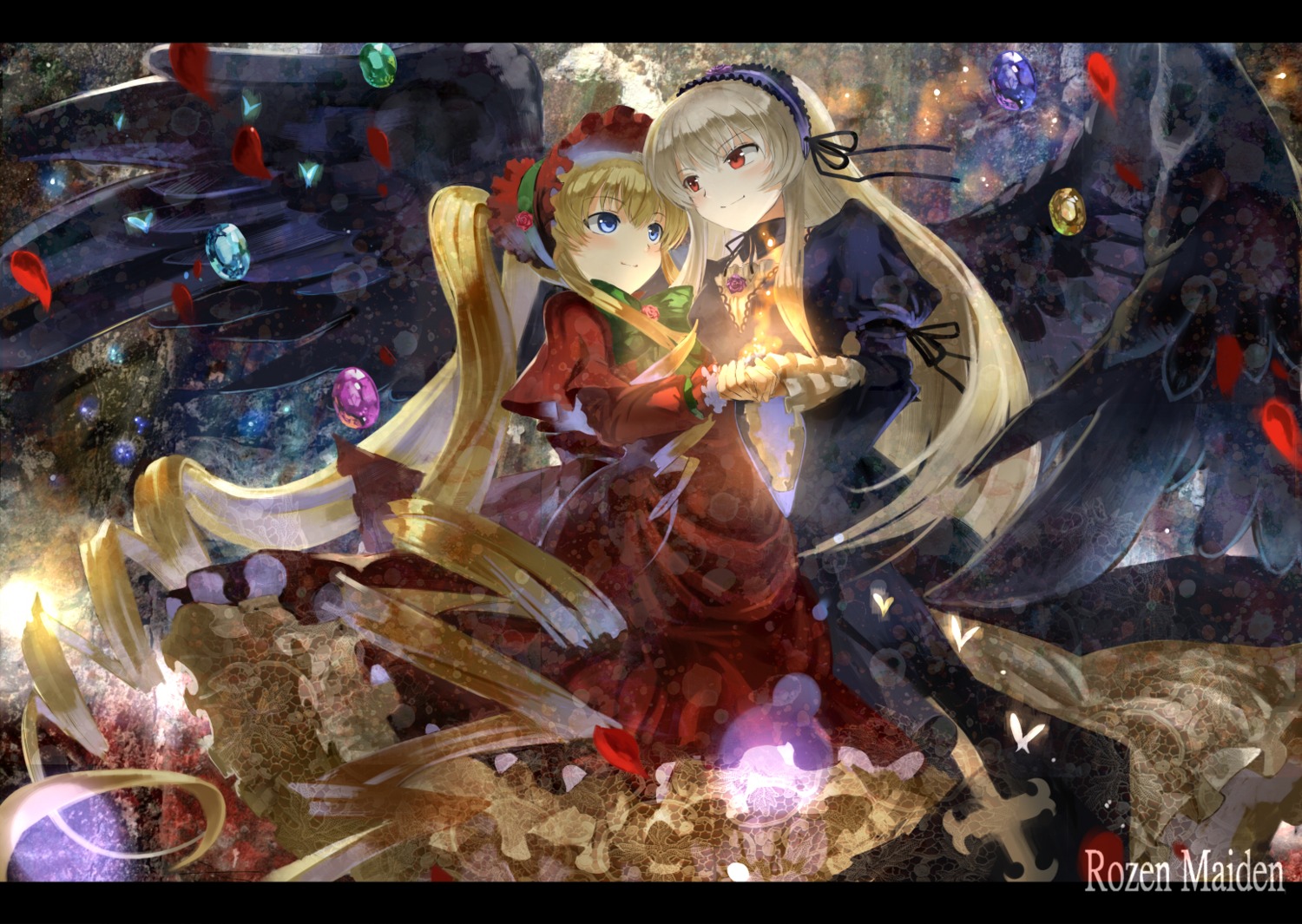 asuka_(moto), gothic_lolita, lolita_fashion, rozen_maiden, shinku, suigintou, wings