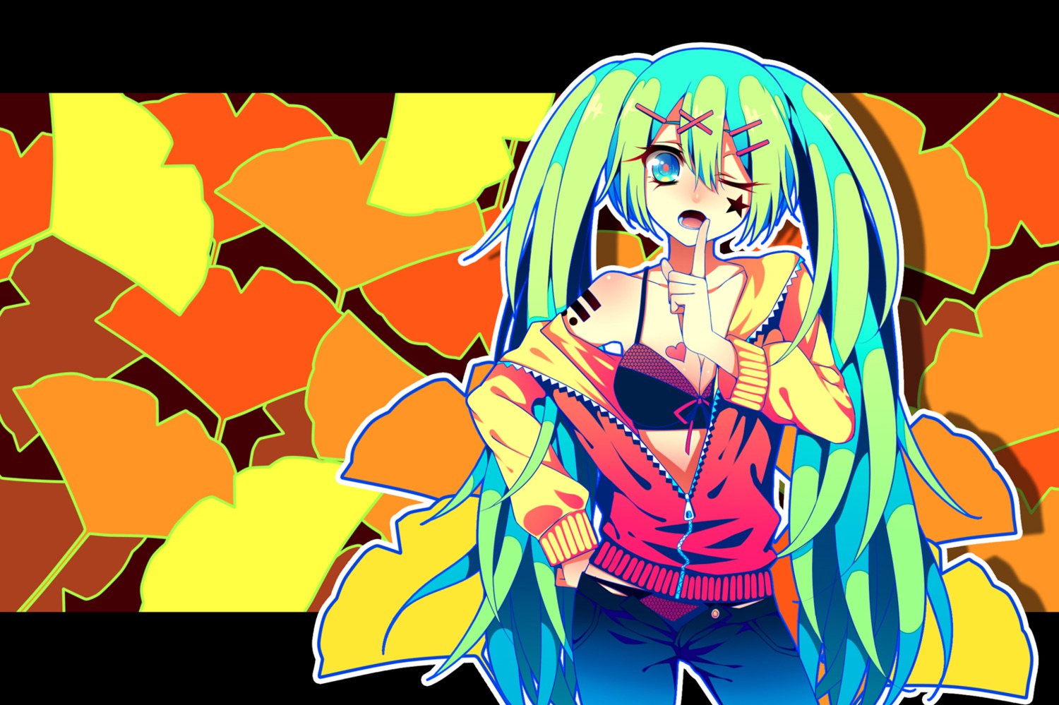 bra, cleavage, hatsune_miku, pantsu, sougishi_ego, vocaloid