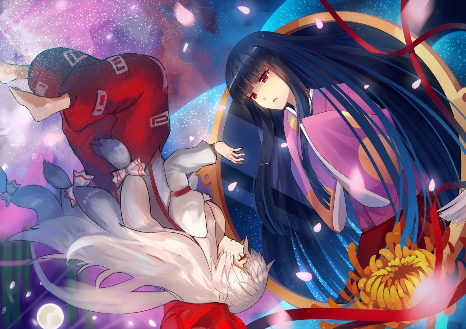 fujiwara_no_mokou, houraisan_kaguya, kimono, sougishi_ego, touhou