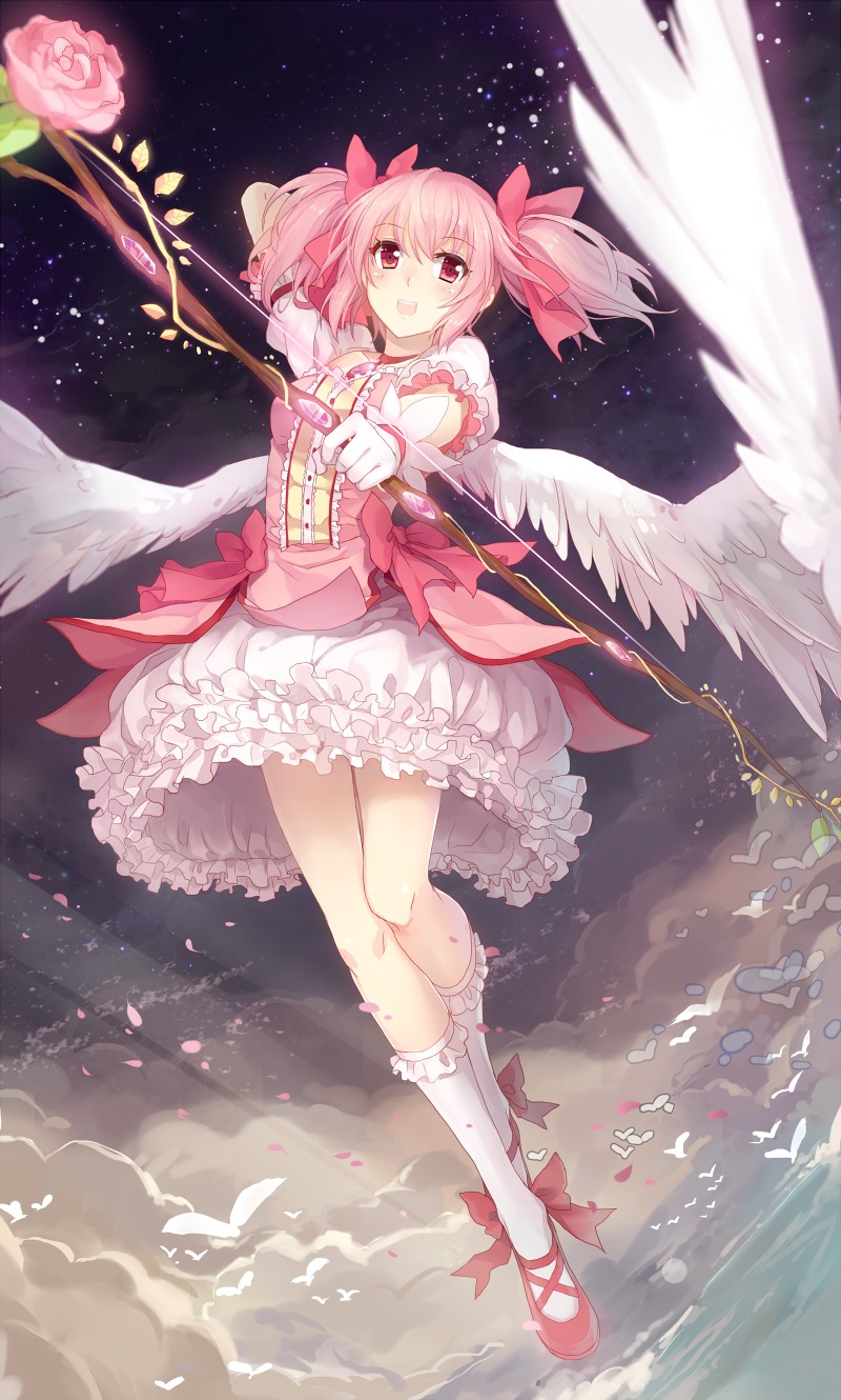 kaname_madoka, kyurin_(sunnydelight), mahou_shoujo_madoka_magica, weapon, wings