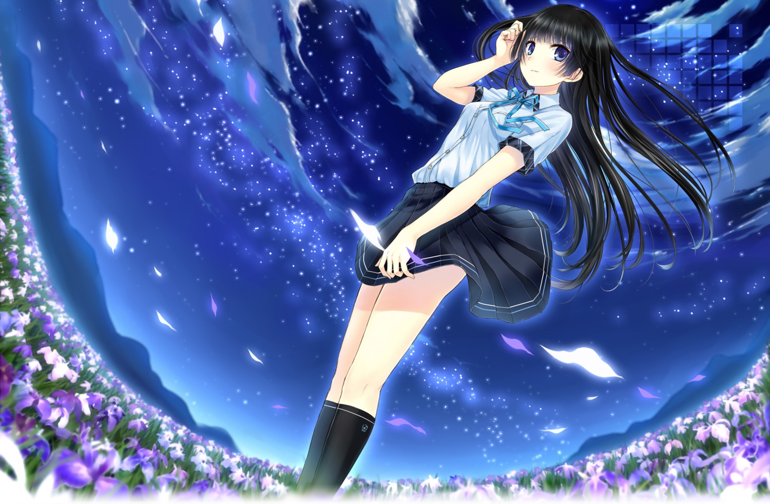 ayame_no_machi_to_ohimesama, furukawa_ayame, kazuharu_kina, landscape, more, seifuku, skirt_lift