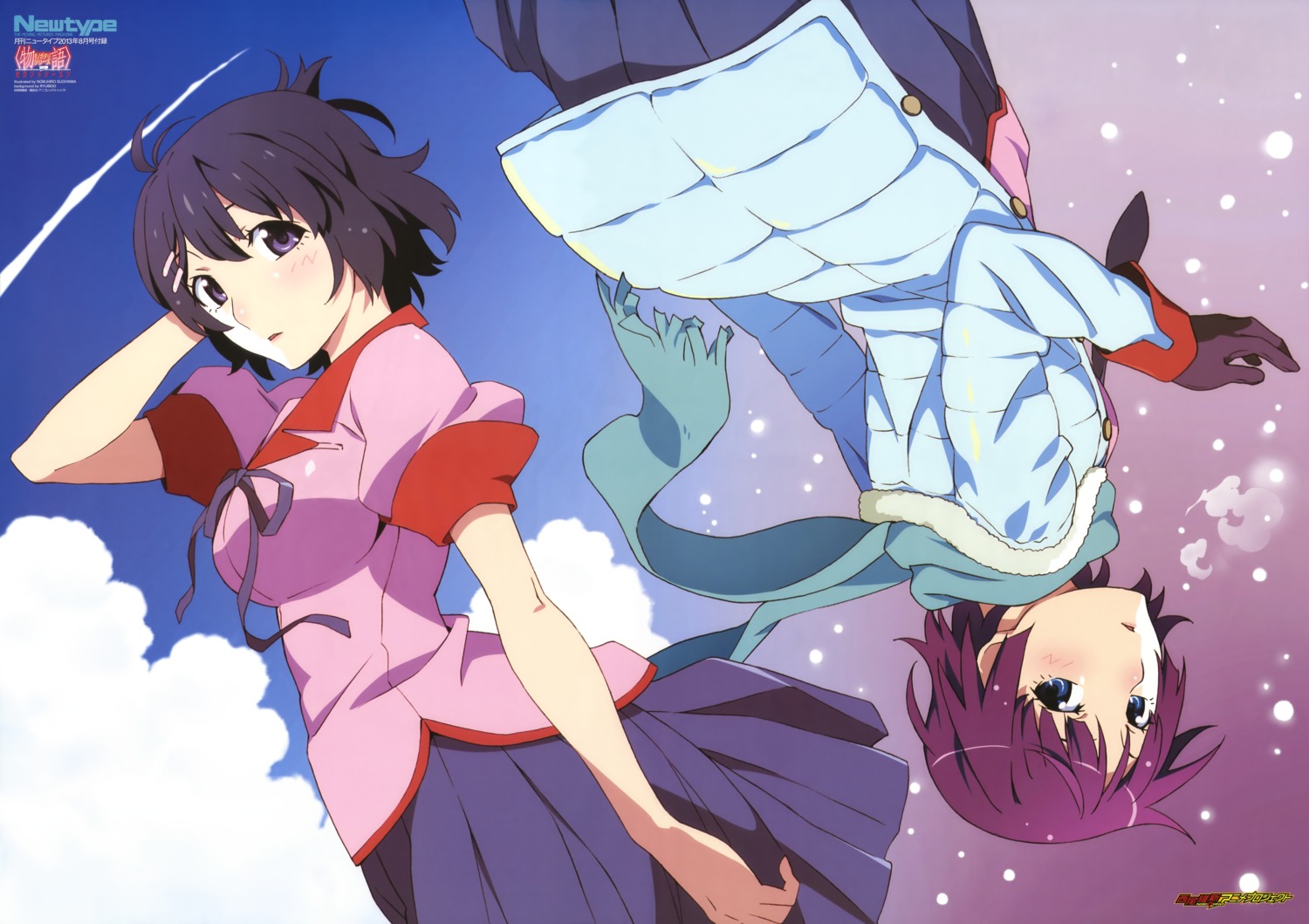 bakemonogatari, hanekawa_tsubasa, monogatari_(series), seifuku, senjougahara_hitagi, sugiyama_nobuhiro