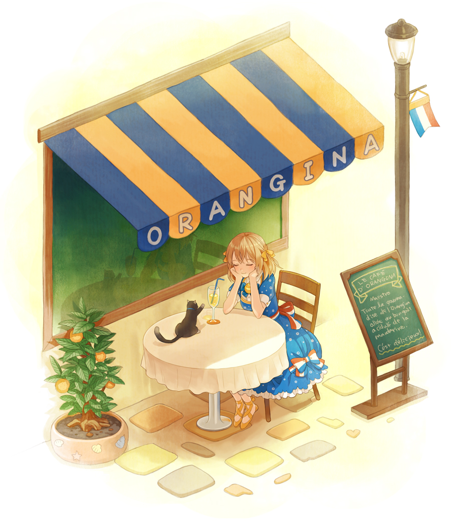 anthropomorphization, dress, neko, orangina, takahashi_ryuunosuke
