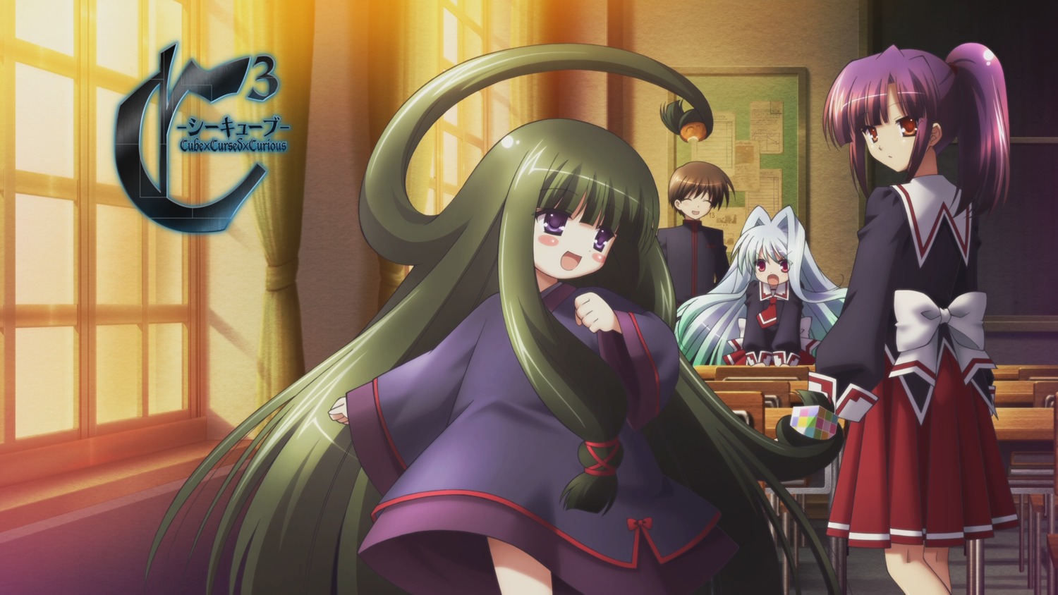 cube_x_cursed_x_curious, fear_(ccc), ningyouhara_kuroe, seifuku, ueno_kirika, wallpaper, yachi_haruaki