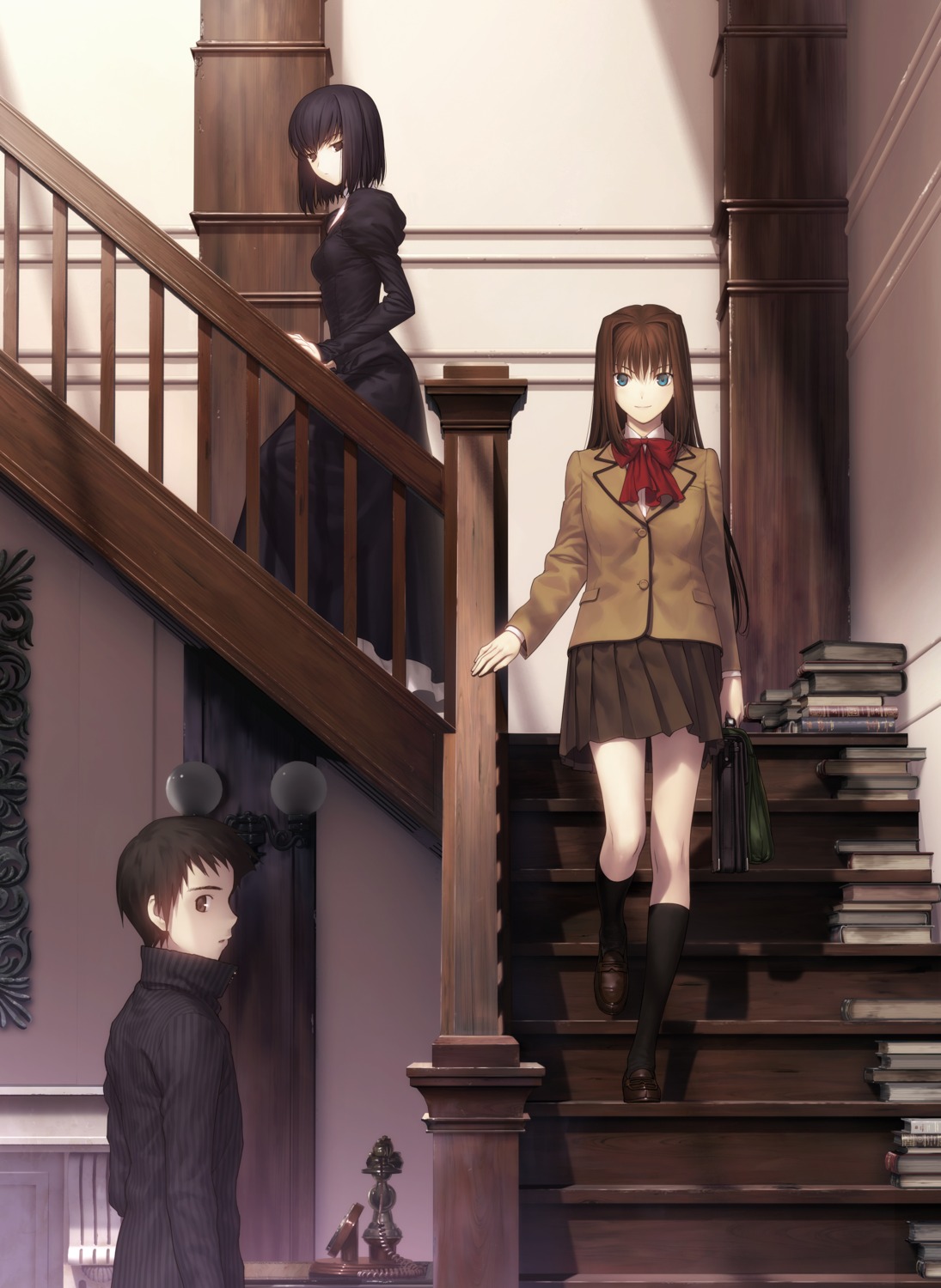 aozaki_aoko, koyama_hirokazu, kuonji_alice, mahou_tsukai_no_yoru, seifuku, shizuki_soujuurou, type-moon