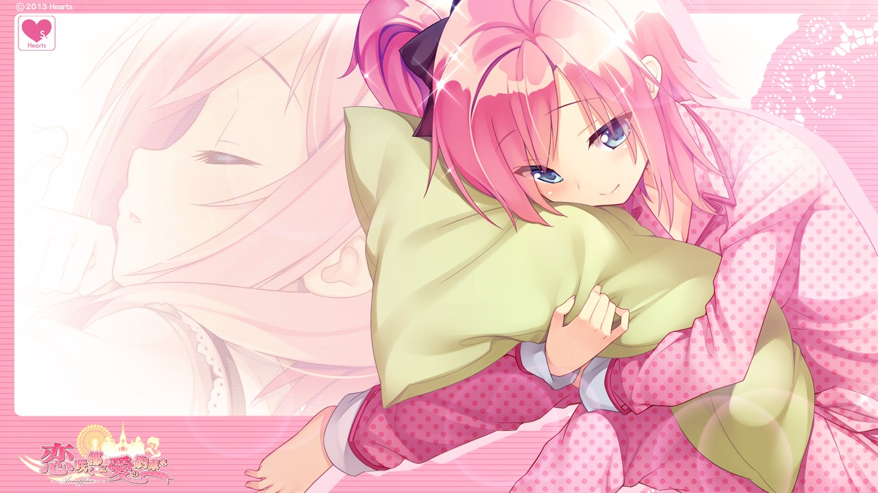 hearts, koba_kasumi, koi_saku_miyako_ni_ai_no_yakusoku_wo_~annaffiare~, natsume_eri, pajama, wallpaper