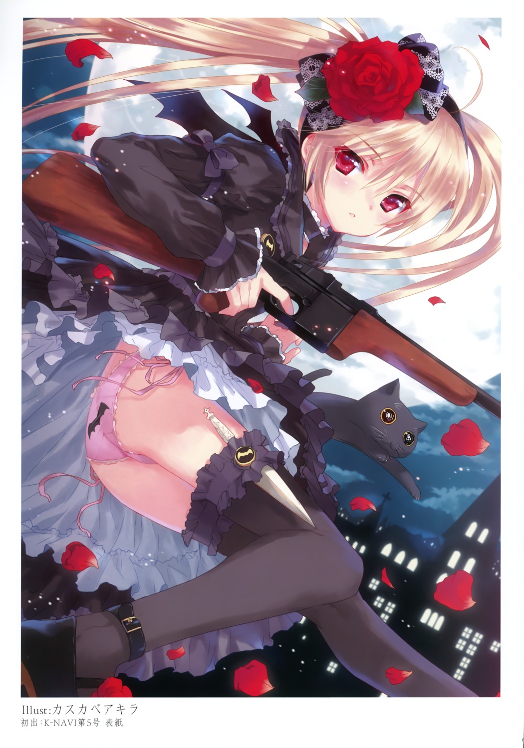 ass, garter, gothic_lolita, gun, k-books, kasukabe_akira, lolita_fashion, neko