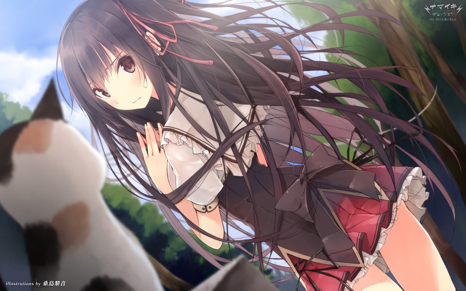 kuwashima_rein, madosoft, namaiki_delation, neko, seifuku, shinkai_nagisa, thighhighs, wallpaper