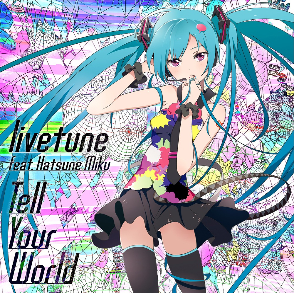 disc_cover, fantasista_utamaro, hatsune_miku, mebae, tell_your_world_(vocaloid), thighhighs, vocaloid