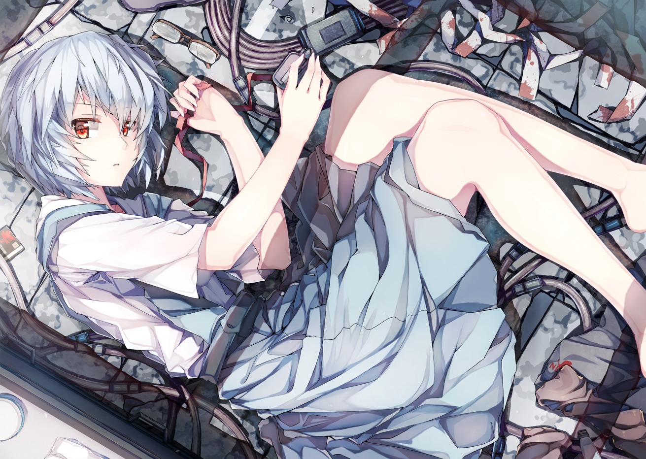 90i, ayanami_rei, neon_genesis_evangelion, seifuku