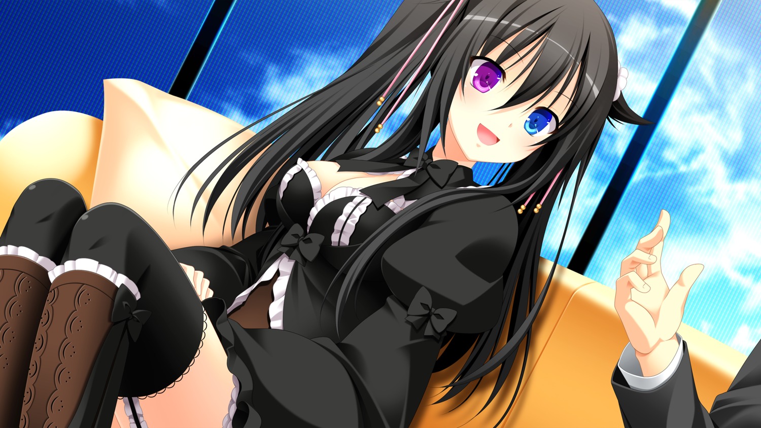 3rd_eye, cleavage, game_cg, gensou_no_idea, gothic_lolita, heterochromia, lolita_fashion, makita_maki