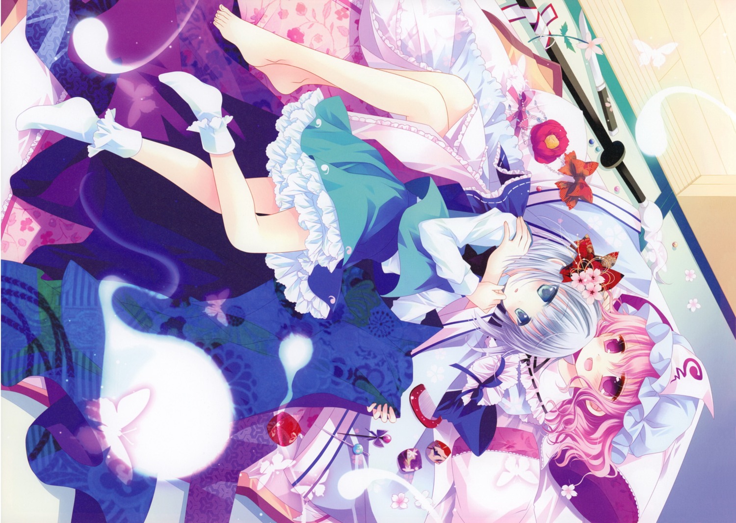 dress, hinayuki_usa, konpaku_youmu, saigyouji_yuyuko, sakurazawa_izumi, sword, touhou