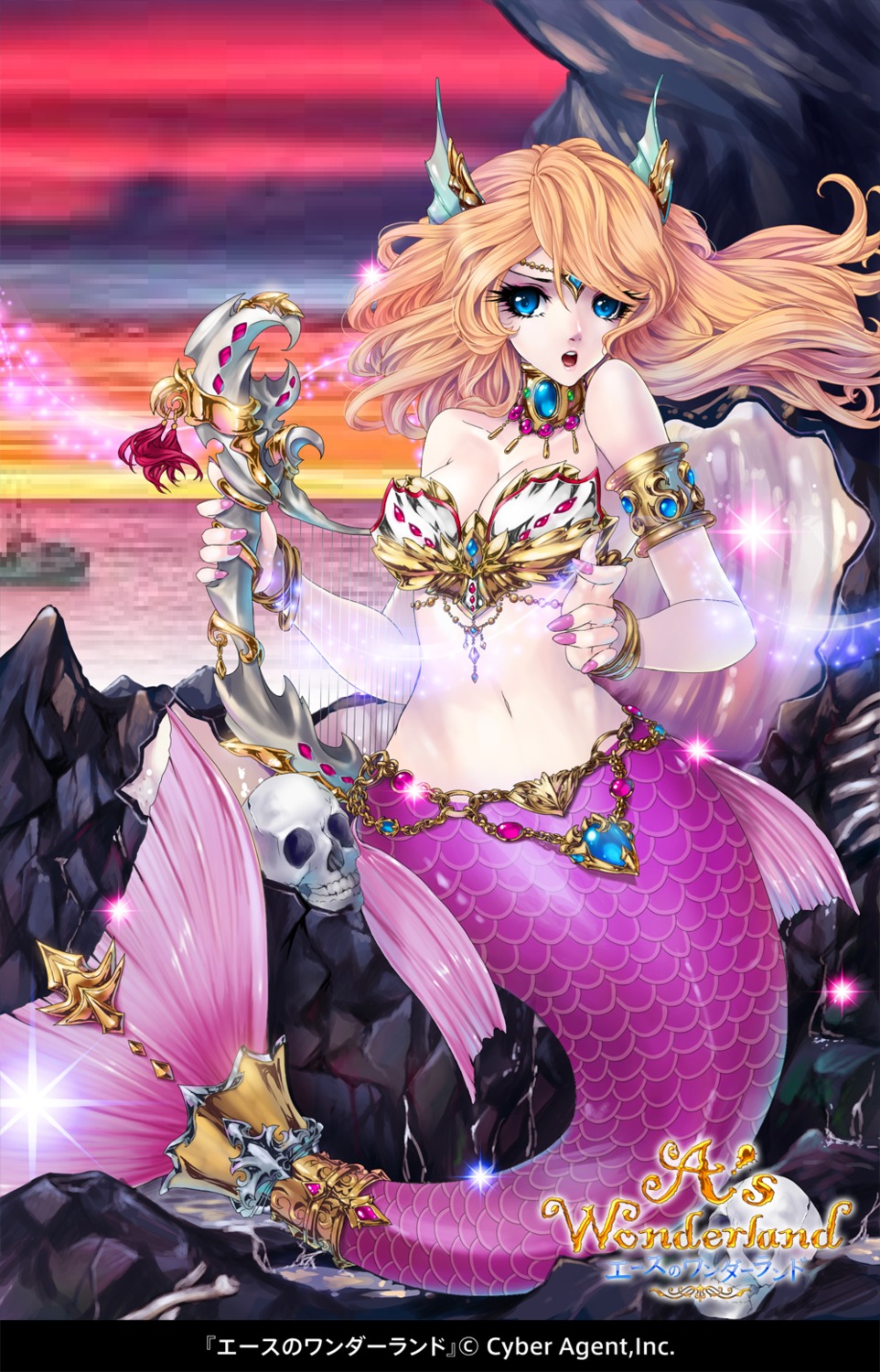 a's_wonderland, cleavage, kunishige_keiichi, mermaid, monster_girl