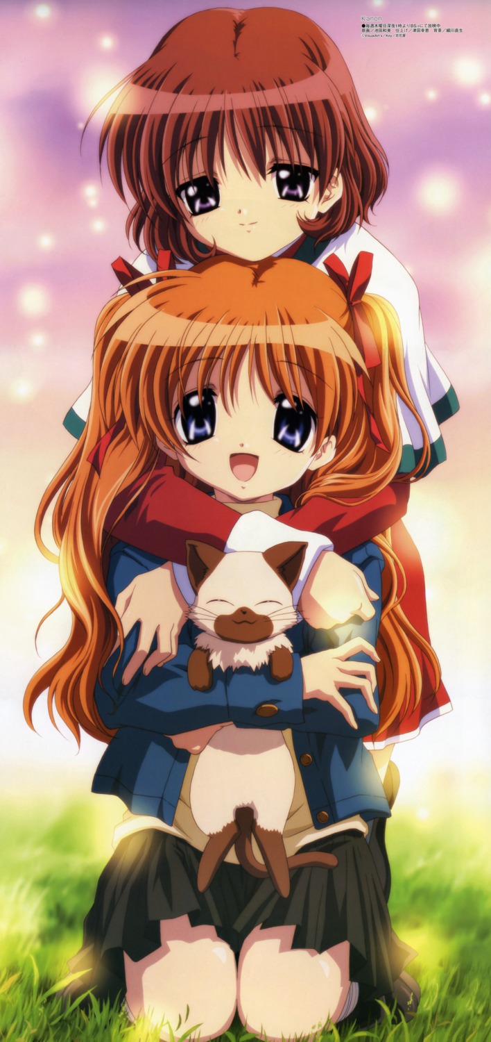 amano_mishio, ikeda_kazumi, kanon, neko, piro_(kanon), sawatari_makoto, seifuku