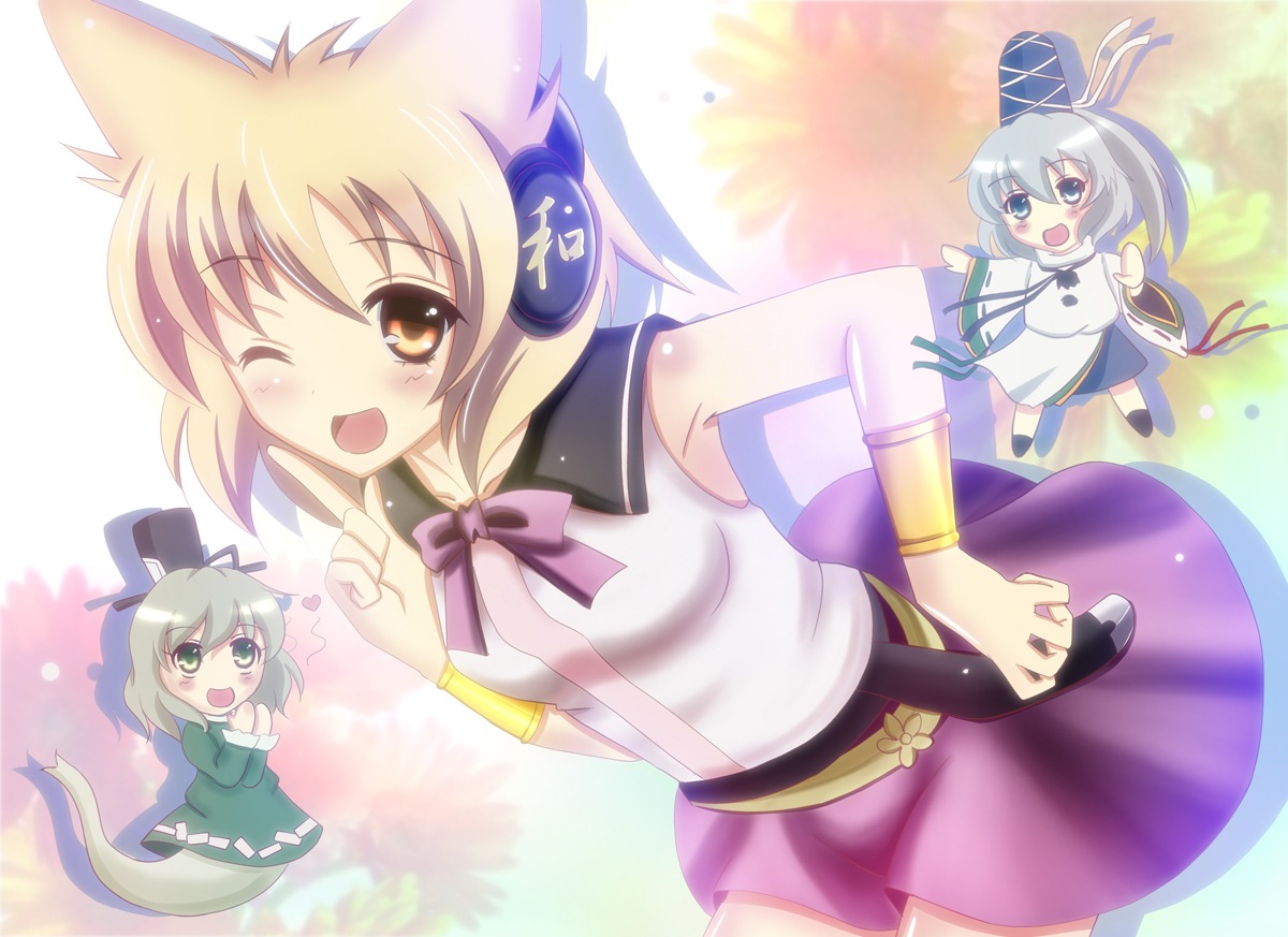chibi, mononobe_no_futo, pakapom, soga_no_tojiko, tail, touhou, toyosatomimi_no_miko