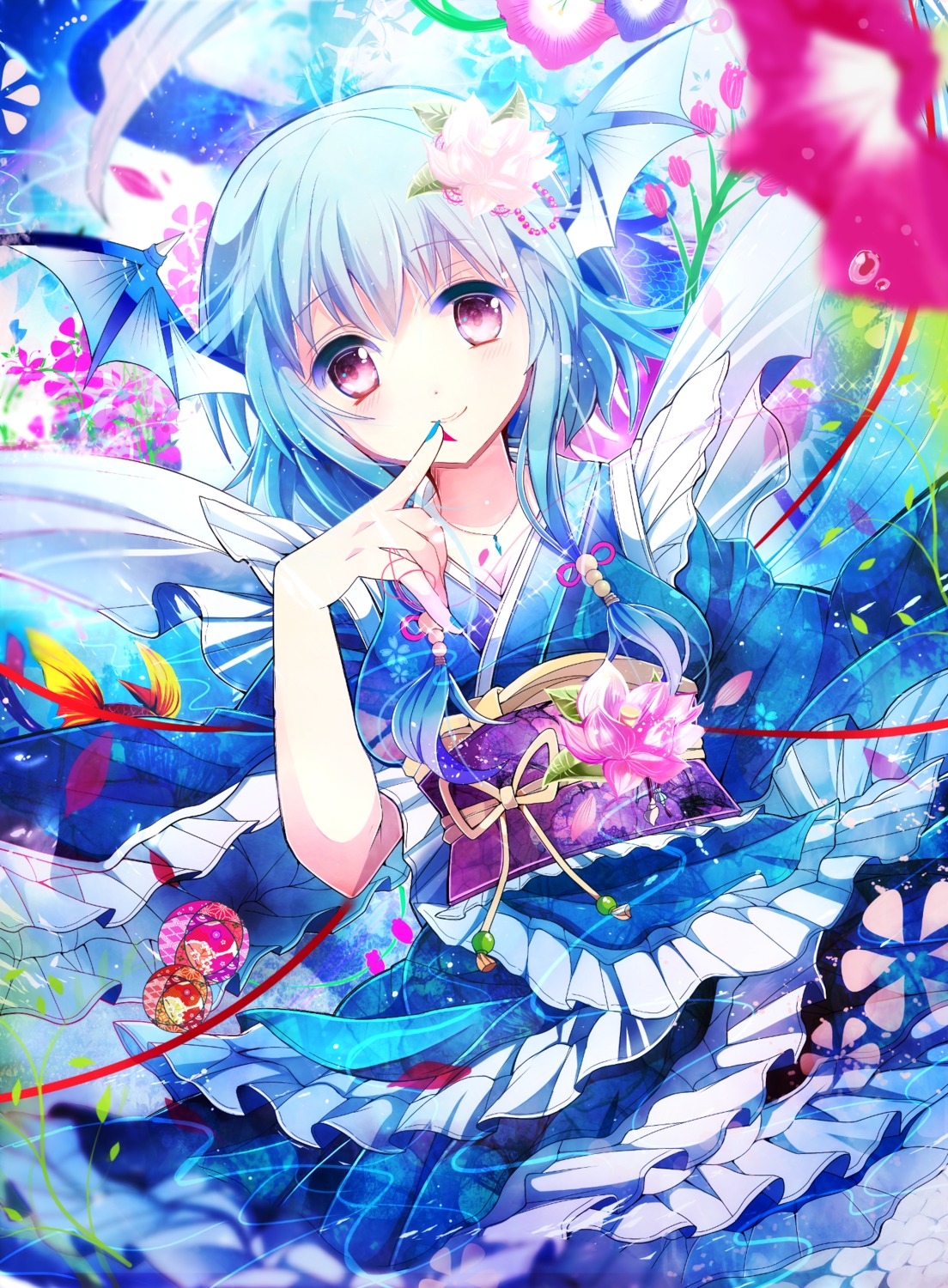 animal_ears, fumiko_(miruyuana), touhou, wakasagihime, yukata