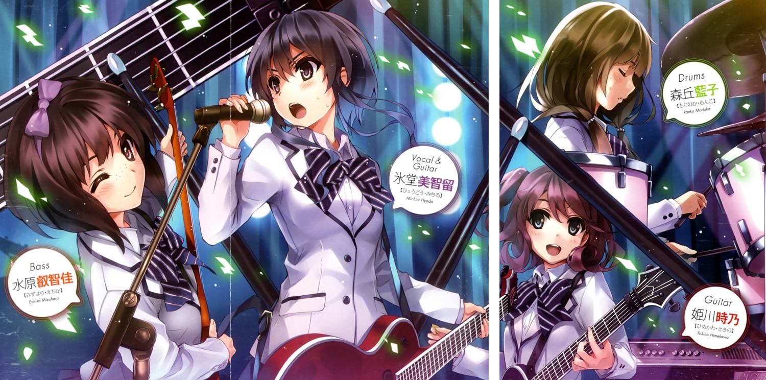 crease, gap, guitar, himekawa_tokino, hyoudou_michiru, icy_tail, misaki_kurehito, mizuhara_echika, morioka_ranko, saenai_heroine_no_sodatekata, seifuku
