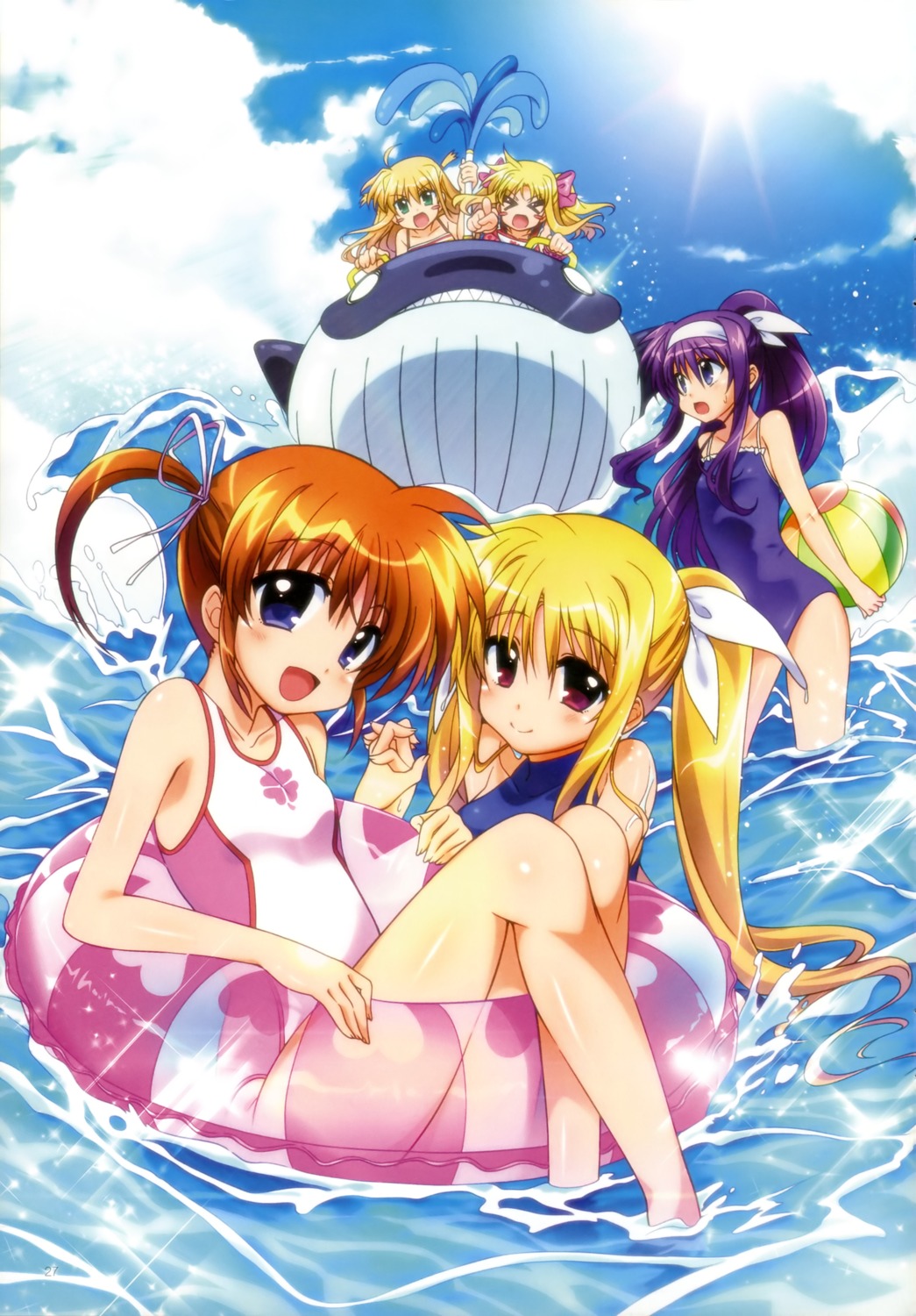 alicia_testarossa, alisa_bannings, fate_testarossa, kawakami_shuuichi, mahou_shoujo_lyrical_nanoha, mahou_shoujo_lyrical_nanoha_innocent, swimsuits, takamachi_nanoha