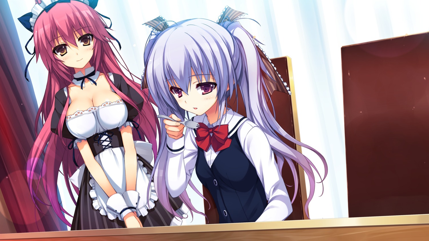 akusera, cleavage, game_cg, maid, reminiscence, seifuku, shimadu_aki, tigre