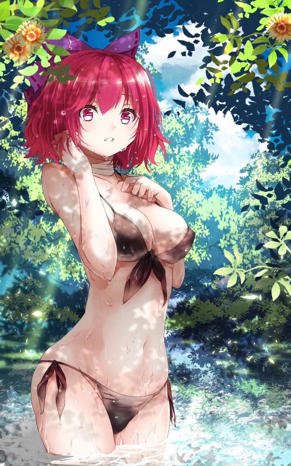 bikini, cleavage, mikoma_sanagi, sekibanki, swimsuits, touhou, wet