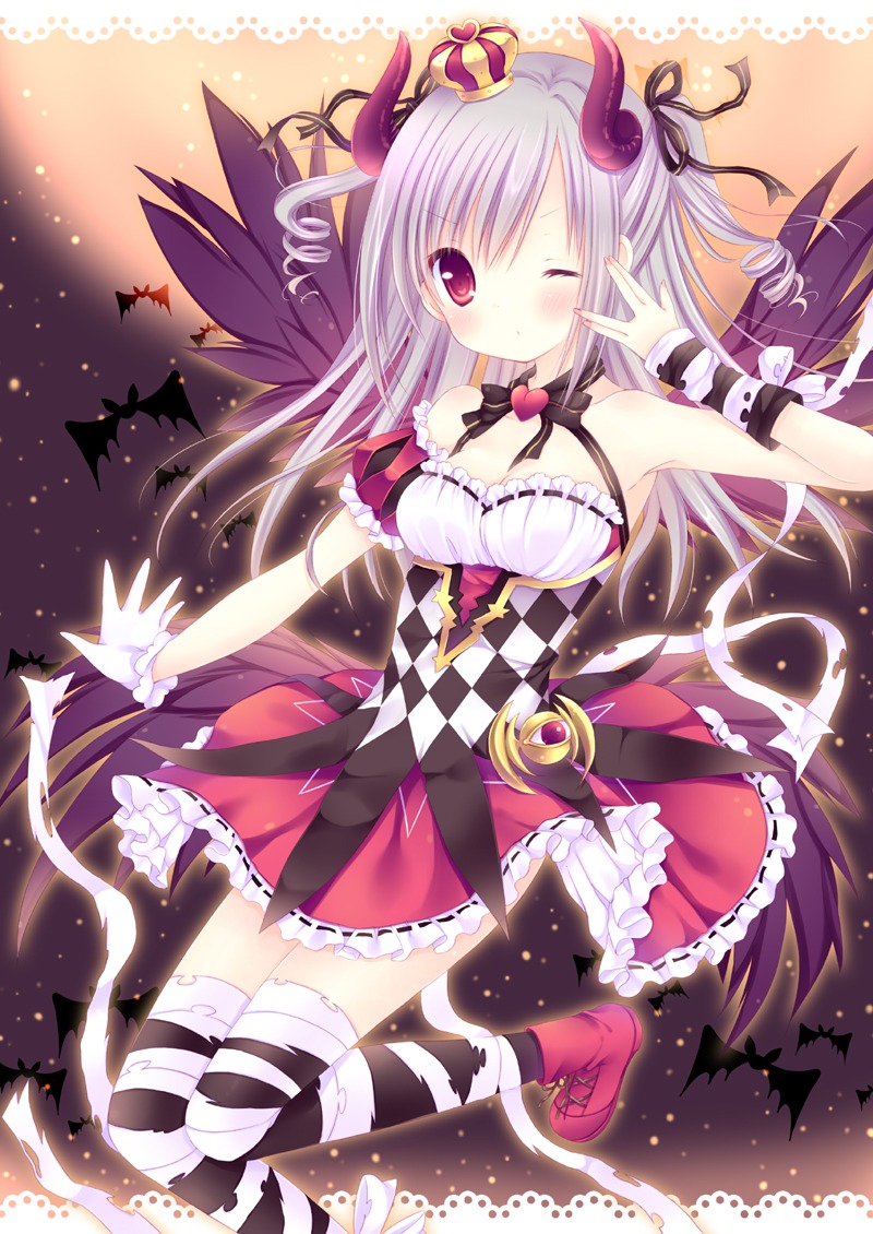 horns, kanzaki_ranko, mizuse_ruka, the_idolm@ster, the_idolm@ster_cinderella_girls, thighhighs, wings