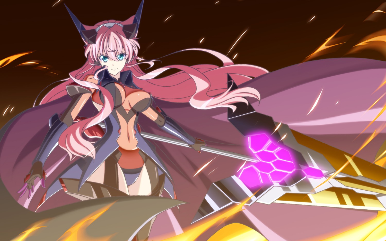 bodysuit, cleavage, h-new, maria_cadenzavuna_eve, see_through, senki_zesshou_symphogear, senki_zesshou_symphogear_g, wallpaper