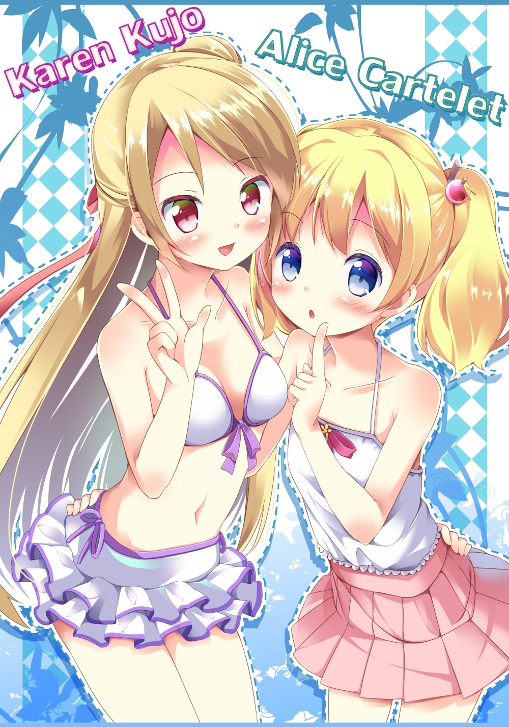 alice_cartelet, bikini, kin-iro_mosaic, kujou_karen, shiina_yuuki, swimsuits