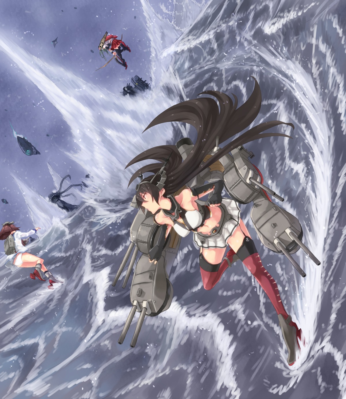 kantai_collection, kiryuutyki, nagato_(kancolle), pantsu, stockings, thighhighs, wo-class_aircraft_carrier