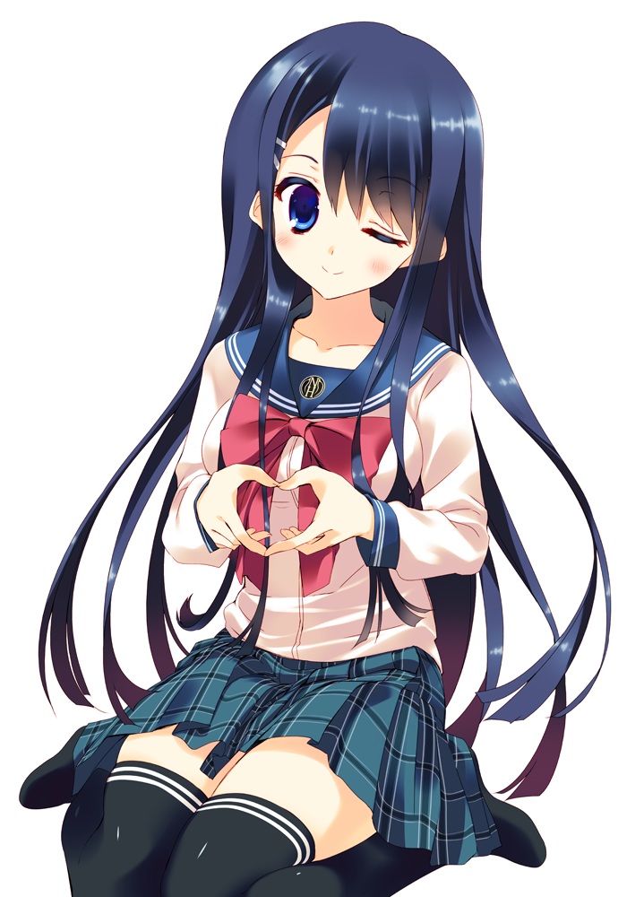 arikawa_satoru, dangan-ronpa, maizono_sayaka, seifuku, thighhighs