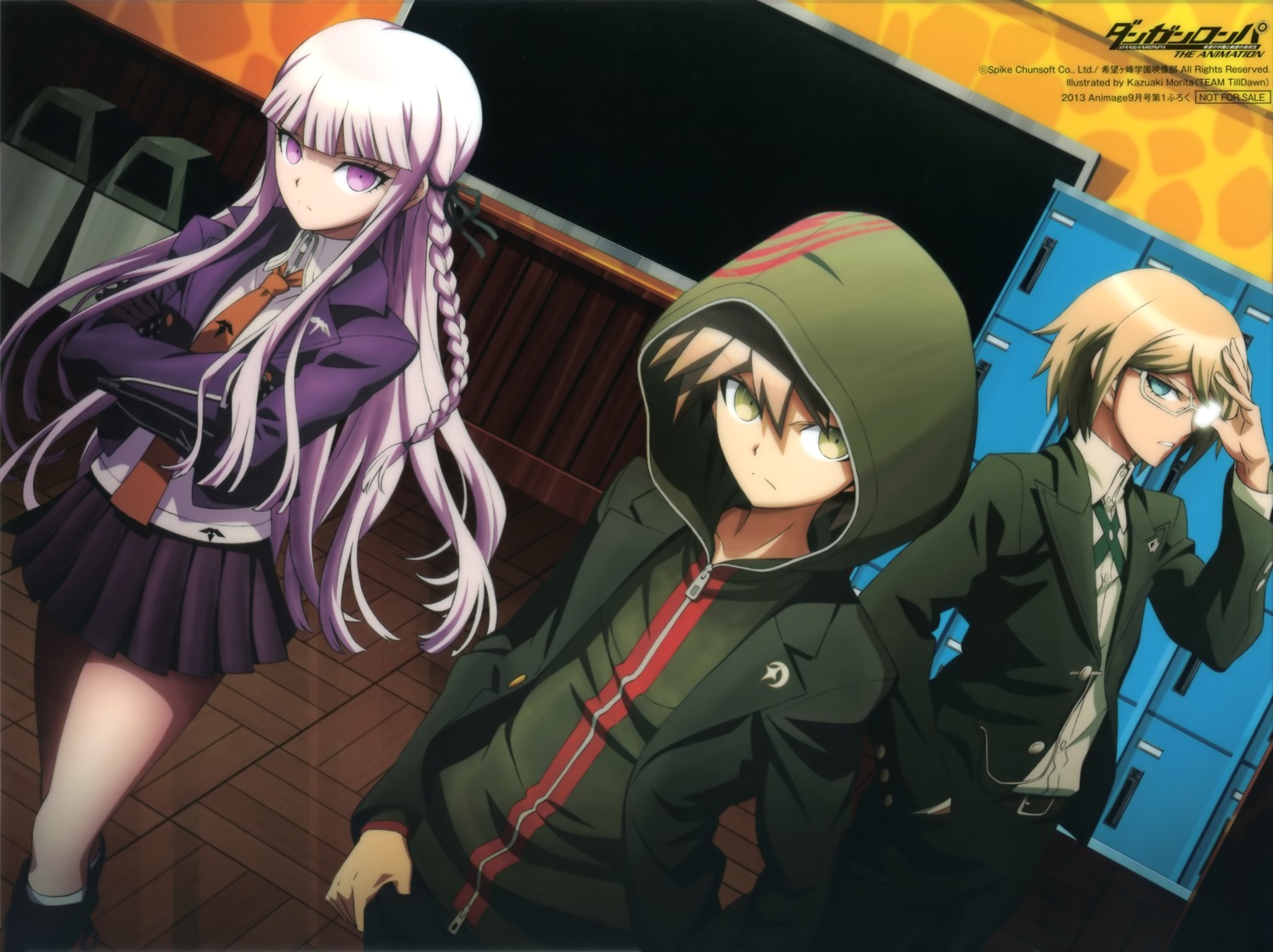 dangan-ronpa, kirigiri_kyouko, megane, morita_kazuaki, naegi_makoto, seifuku, togami_byakuya