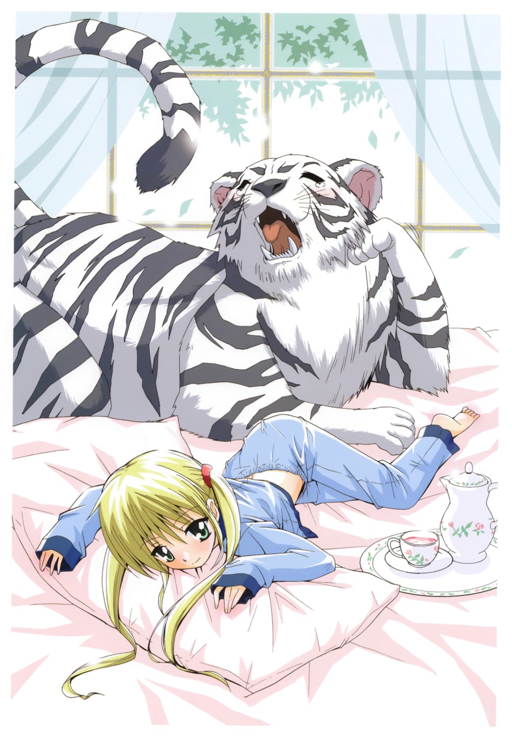 hata_kenjirou, hayate_no_gotoku, pajama, sanzenin_nagi, tama_(hayate)