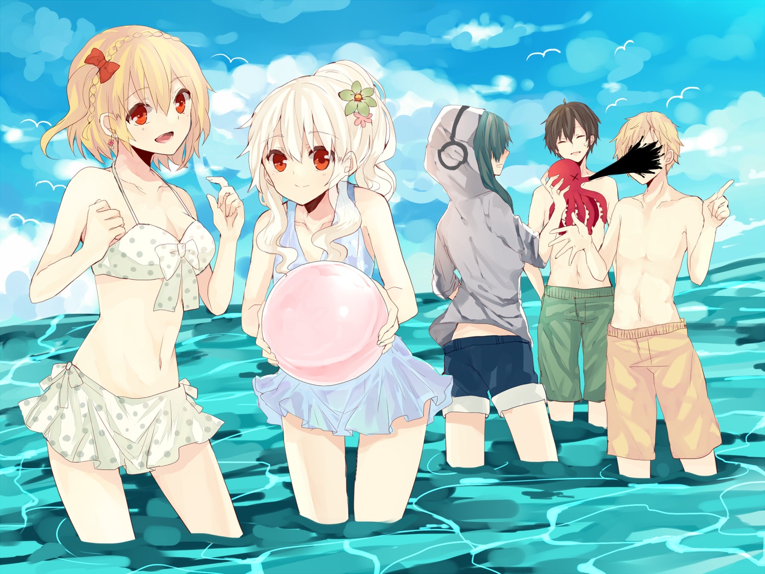 bikini, kagerou_project, kano_shuuya, kido_tsubomi, kisaragi_momo, kisaragi_shintarou, kozakura_mary, minazuki_(0038)