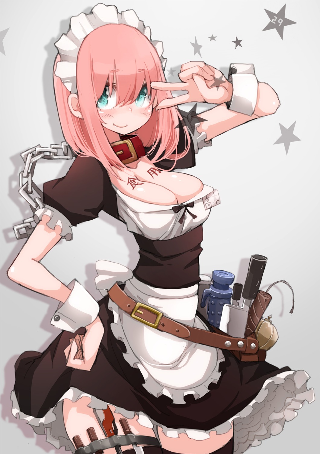 cleavage, maid, takagi_(tansuke), tansuke, thighhighs