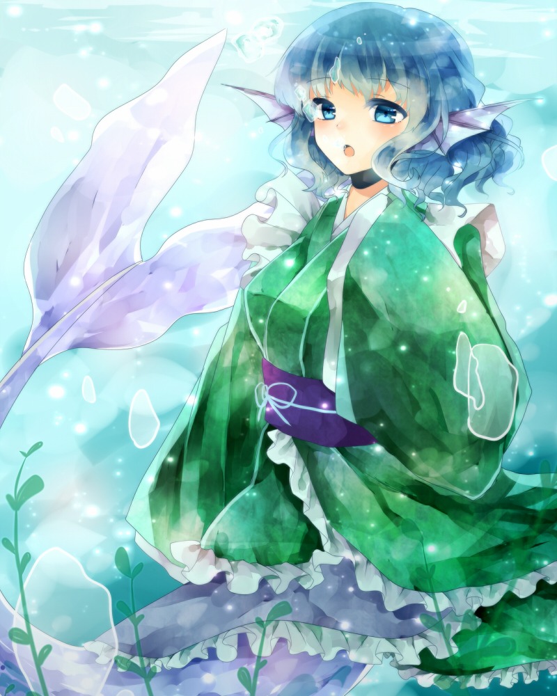 mermaid, monster_girl, ougi, touhou, wakasagihime